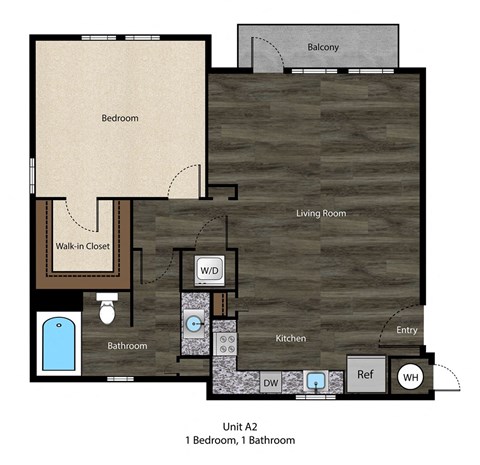 a floor plan of a studio apartment with a bedroom and a living room